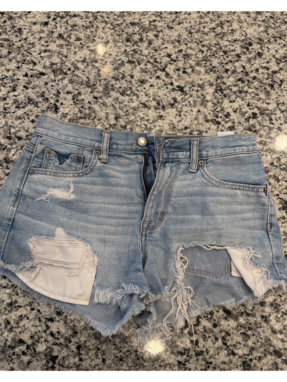 American Eagle Outfitters Light Blue Distressed Denim Shorts